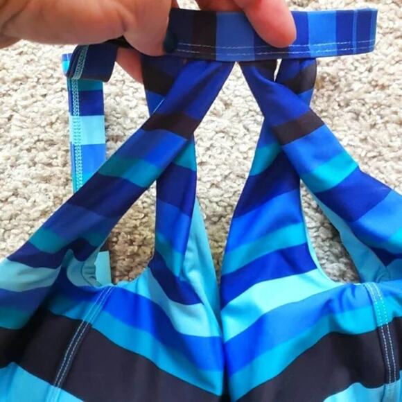 City Chic blow Striped Cancun One Piece halter Swim suit plus size S 16 new!!! - Picture 7 of 9